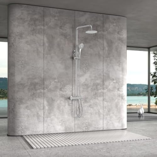 Imex Thermostatische Duschsäule ohne Wasserhahn | Duschset und Badewanne mit Duschkopf und Schlauch | Armaturen mit Regendusche | Durchflussmenge 12 l/min | Serie Kent |