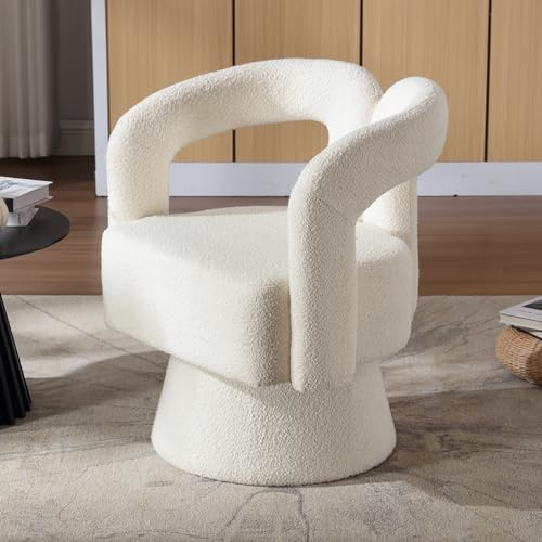 HAINEW Moderner Loungesessel Einzelsofa Relaxsessel mit Rückenlehne und Armlehnen, 360° Drehbarer Sitz Sessel Polstersessel Drehsessel für Home Office Schlafzimmer Wohnzimmer (Beige)