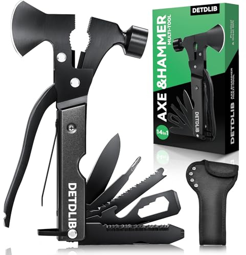 DETDLIB 15-in-1 Multitool Axt Beileil, Geburtstagsgeschenke für Männer, unverzichtbar für Camping, Wandern, cooles Gadget Valentinstagsgeschenke für Ihn, Männer, Ehemann, Vater, Mechaniker, Frauen