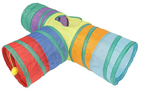 Yomiyuyr Katzentunnel, 3-Wege-Katzenspielzeug für Hauskatzen mit Oberlichtöffnung und Plüschball, Polyester-Kätzchentunnel,3 Zoll