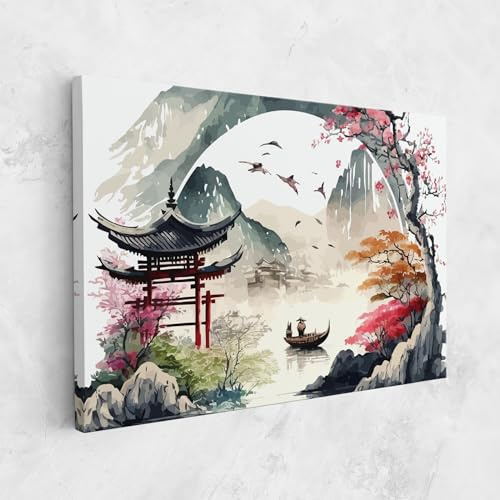 ARTHUB® Leinwandbild 70x100 cm, Beautiful Asiatic View | Wohnzimmerdekoration, Hängende Bilder, Wanddekoration, Heimdekoration, Moderne, Asiatisch