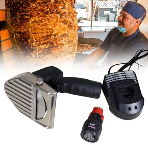 LFfwynog Coltello per Kebab Doner Automatico Senza Fili, affettatrice elettrica per Kebab a Due Lame, a Basso Rumore, Facile da smontare per casa e ristoranti