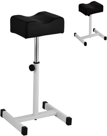 HOMASIS Pediküre Hocker höhenverstellbar 45-65 cm, Fußpflegestuhl für Maniküre Nagelpflege Spa, Beinauflage Fußstütze für Schönheitssalon Nagelstudio (Schwarz)