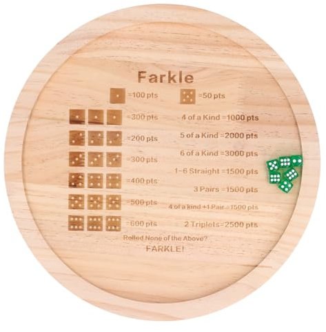 Farkle Würfeltablett, Lustiges Deluxe-Würfeltablett aus Holz Zur Verbesserung der Mathematischen Fähigkeiten für Familienspiele (Rund 30cm)