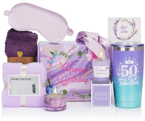 nutmanel Regalo Donna Compleanno 50 Anni, Regali di Compleanno, Set di Regali per le Donne, Cesti di Compleanno Personalizzati per Donne, Regalo per la Mamma, Sorella e amiche