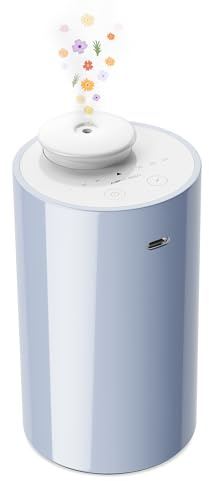 Waterless Diffuser for Essential Oil, Battery Operated Nebulizer, 0.7 Fl.Oz./20mL Capacity, Mini Scent Air Machine, 3 Countdown Timers & 3 Mist Levels for Home, Room, Car, Office, AN6 Light Steel Blue