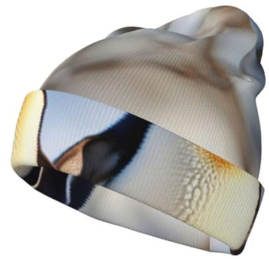 Junge Pinguine mit Schnee-Aufdruck, Wintermütze für Herren und Damen, Beanie, weich, warm, Strickmütze, Skistrumpf mit Fleece gefüttert, Schwarz, Einheitsgröße