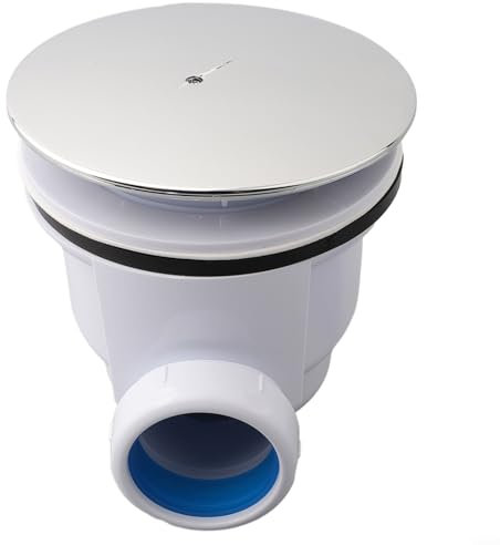 Copertura per piletta doccia, in plastica, antiodore e anti-intasamento, ricambio per scarico doccia, con cupola cromata