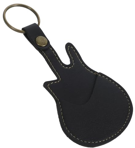 NULYLU Gitarrenplektrum-Aufbewahrungstasche aus Pu Tragbarer Plektrumhalter mit Schlüsselring für Gitarrenspieler