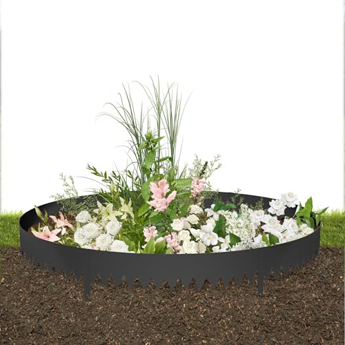 NAIZY Lot de 10 bordures de pelouse en métal - 10 m - Hauteur : 20 cm - Avec 10 clips - Anthracite