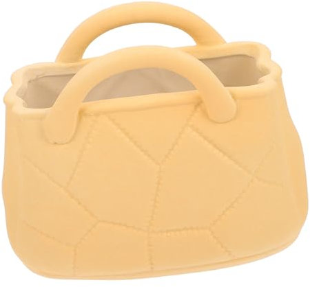 CLISPEED Jarrón de Cerámica con Forma de Bolso Amarillo para Adorno del Hogar, Tacto Suave y Diseño Original Adecuado para Sala y Estreno de Casa