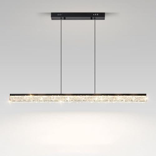 Yuelux LED Deckenleuchte Modern - Minimalistisches/Zeitgenössisches Design, Schwarz, Lineare Hängeleuchte für Kücheninsel/Esszimmer, Dimmerbar mit Fernbedienung, Licht 3000K-6000K, 220V (100cm)