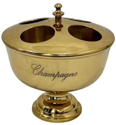 Vintage Gold 32cm Champagne Ice Bucket – Stylish and Durable 4-Bottle Tabletop Wine Cooler with Distressed Aluminium Finish for Parties, Weddings, or Home Bars