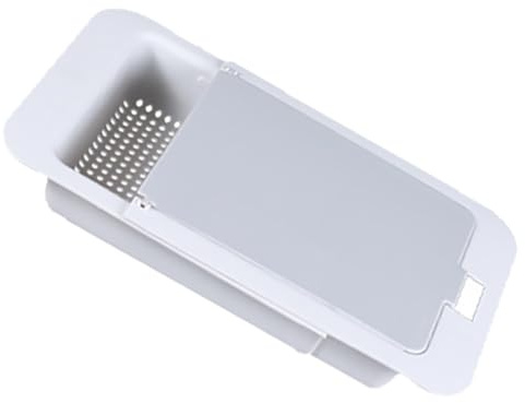 BESTYASH Panier Égouttoir Cuisine Rétractable avec Planche à Découper Panier Légumes Multifonction pour Lavage et Égouttage Rapide des Fruits et et Pratique Gris