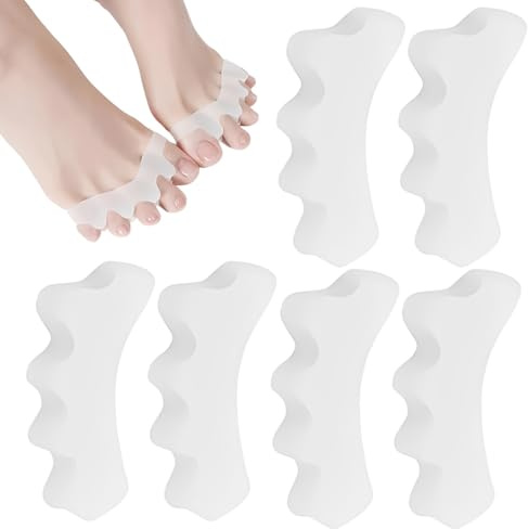 Separatore Dita Piede-6 pezzi in Silicone, Separadita Piedi Silicone, Divaricatore Dita Piedi per Dita Storte, per il sollievo dal dolore dell’alluce valgo (Bianco, taglia Bambini)