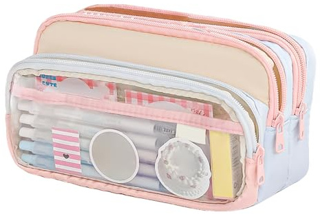 Großes Federmäppchen - Canvas Stifte Organizer Etui Mit 3 Fächern Für Schüler - Stilvolles Reißverschluss Stifte Etui Für Schüler Erwachsene