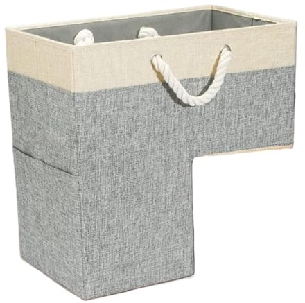 Cesta de escalera con asas, cestas caja for decoración oficina, escaleras madera(Grey)