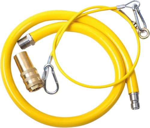 Commercial Gas Catering Hose – Heavy Duty Flexible Yellow Stainless Steel Braided Pipe for LPG, NG, Propane & Butane – Gas Hose for Cookers, Grills, Ovens & Kitchen Appliances (3/4″-1M Length)