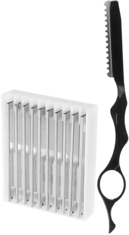 Anneome Haarstyling für Präzises Haarverdünnen und Schnitt Satz Ausdünnungsrasierer mit 11 Ersatzklingen aus Stahl Schwarz Professionelles Friseur Satz Zuhause