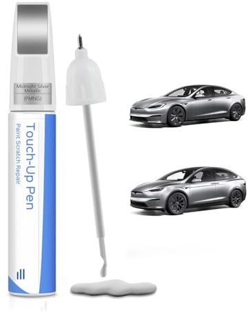 PARTS4EV Midnight Silver Metallic (PMNG) 2-in-1 Stift & Pinsel für Tesla – Präzisionsfarbe zur Reparatur von Kratzern und Splittern, schnelltrocknend & wasserabweisend