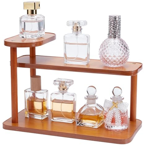 UNICRAFTALE Organizador de perfume de 3 niveles para encimera, organizador de baño de madera, almacenamiento de maquillaje, multiusos, organizador de almacenamiento de escritorio, bandeja de tocador