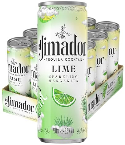 El Jimador Lime Margarita Ready to Drink Cocktail Cans, 12 x 250ml | Tequila Margarita RTD | Premium Tequila Cocktail | 6.5% ABV