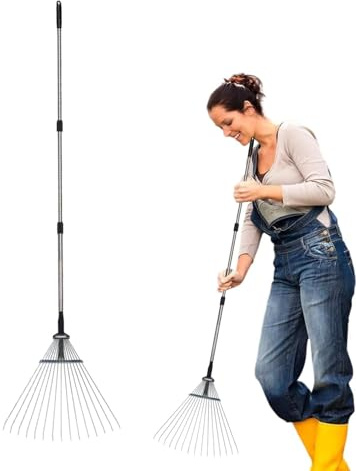 Rastrelli Per Giardinaggio - Attrezzo Metallico Ergonomico Per Diserbo,Rastrello Per Foglie Resistente,Per Giardino Posteriore Prato Siepe Livellamento Pulizia Diserbo Dissodamento Terreno