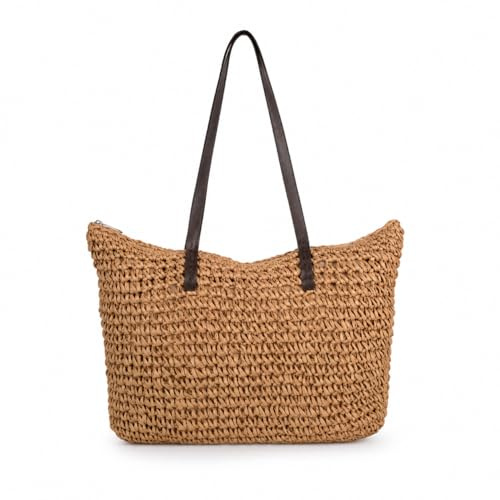 Large Straw Woven Summer Beach/Shopper Tote Handbag | natural material