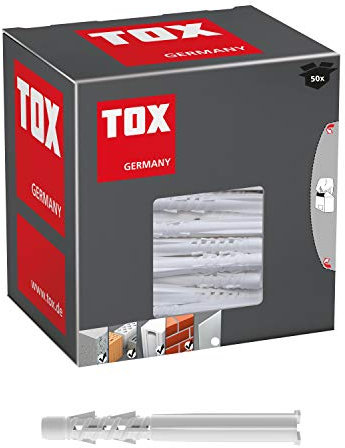 TOX Allzweckdübel mit umlegbaren Kragen Tetrafix XL 8 x 80 mm, verlängerter Schaft für Rahmen - Anwendungen, 50 Stück, 021100101