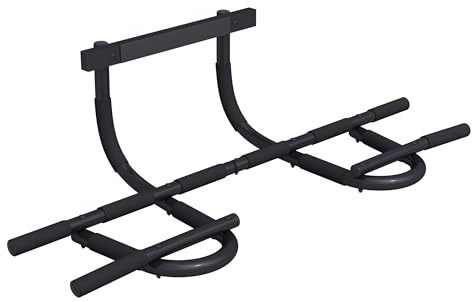 GORILLA SPORTS® Klimmzugstange für Türrahmen, 10 Griffe, bis 200 kg, Stahl | Multifunktionale Reckstange ohne Bohren, mit rutschfesten Moosgummigriffen für Rücken, Arme, Bauch und Schultern; Pull Up Bar