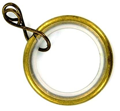 Merriway BH03211 (8 Pcs) Silent Running Metal Curtain Drapery Pole Rod Rings with Loose Eye, Inner Diameter 32mm (1.1/4 inch) Outer Diameter 42mm (1.5/8 inch) Antique Brass - Pack of 8 Pieces