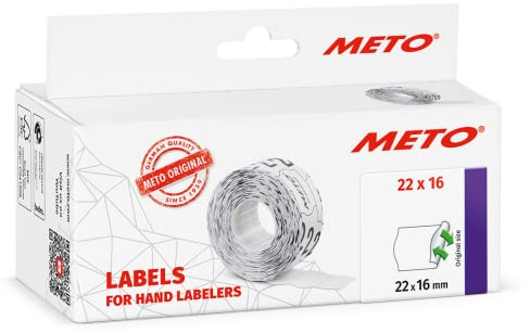 Meto Handauszeichner Etiketten (22x16 mm, 2-zeilig, 6.000 Stück, weiß, wiederablösbar, für Meto, Contact, Sato, Avery, etc.)