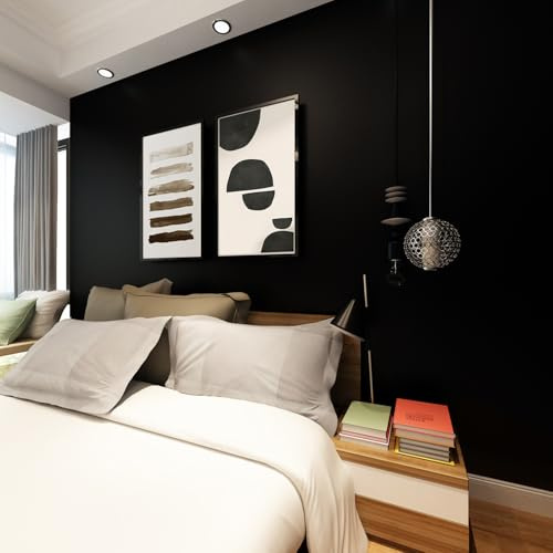 Livelynine 40CMx5M Küchenfolie Schwarz Matt Möbelfolie Klebefolie Selbstklebende Tapete Schwarze Folie für Wohnzimmer Schlafzimmer Möbel Fenster Küchen Schränke Wandfolie Selbstklebend Abwaschbar