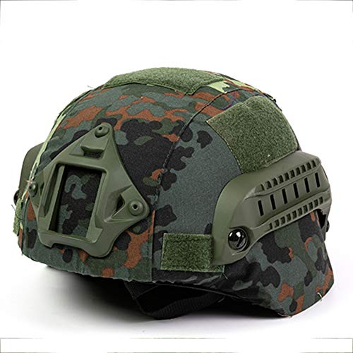 WLXW Kombination Aus Taktischem Schnellhelm MICH-2000 und Speziellem Tarndeckel, Paintball-Jagdhelm Mit Luftgewehr und Explosionsgeschütztem CS-Kriegsspielkopf