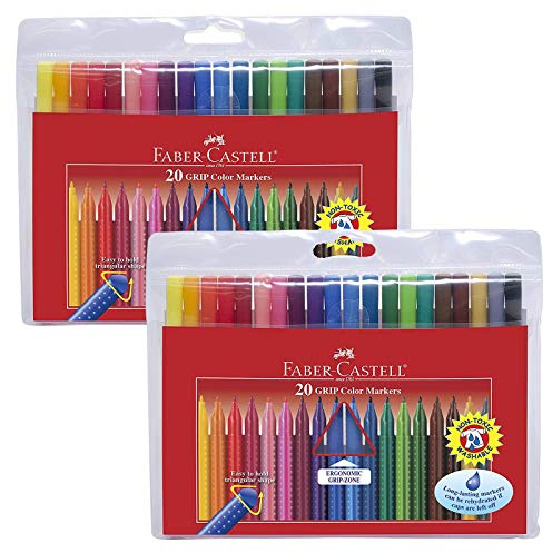 Faber-Castell Fasermaler Grip Colour Marker 20er Etui | Doppelpack