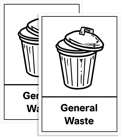 Pack of 2 General Waste Recycling Bin Sticker-Self Adhesive Bin Labels (or) Decals(A6-150 x 100 mm) Sara Prints V1065