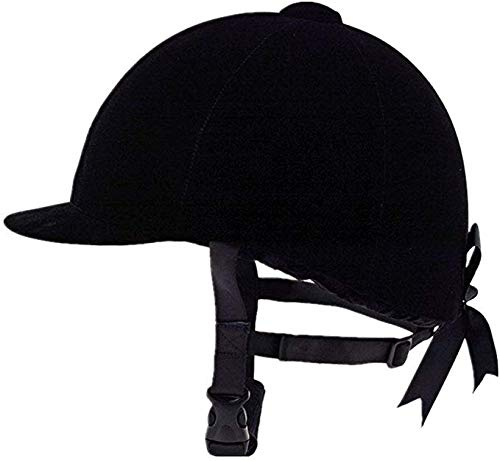 TentHome Casco da equitazione traspirante confortevole in velluto nero, unisex (56 cm)