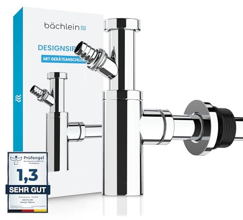 Bächlein Sifone di design universale per lavabo e mobile lavabo - piletta che si adatta perfettamente - sifone antiodore con apertura per la pulizia + istruzioni di installazione