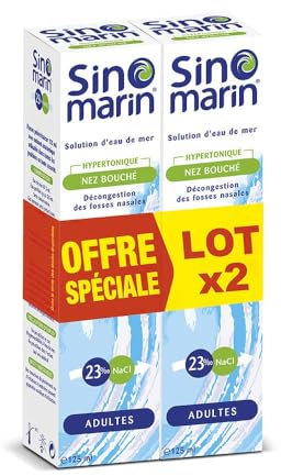 Sinomarin Solution d'Eau de Mer Nez Bouché Adultes Lot de 2 x 125 ml