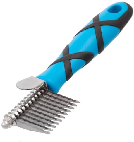 GROOM PROFESSIONAL Dematting Rake & Comb for Dogs - Dematting Brush for Dogs - Undercoat Rake - Detangling Brush for Grooming - Grooming Rake with Ergonomic Handle, Small