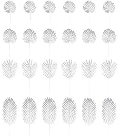 SOIMISS 24pcs Tropische Blätter Künstlich weiß Monstera Blätter Blumenstrauß Deko Dschungel Strand Partydekorationen für Wohnzimmer Hause Fotografie Hotel Hochzeit (Weiß)