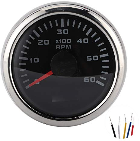 Yctze Tachometer Auto, 52mm/2in 6000RPM Tachometer LCD für Auto Au?enbordmotor Baumaschinen Motorrad, Tacho Gauge, RPM Gauge, LCD Tachometer, Revolution Meter, Tacho Stundenz?hler