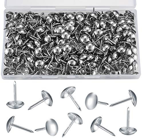200 Pcs Antique Furniture Nails, Silver Upholstery Tacks，Furniture Push Nail Pins with Plastic Storage Box(11 * 17mm) 