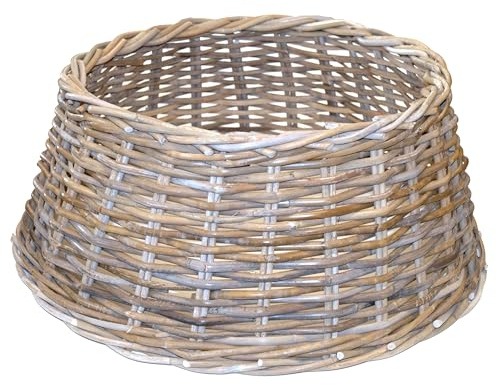 artplants.de Weihnachtsbaumkorb Macario aus Rattan, grau-braun, 26cm, Ø65cm - Weihnachtsbaum Rock