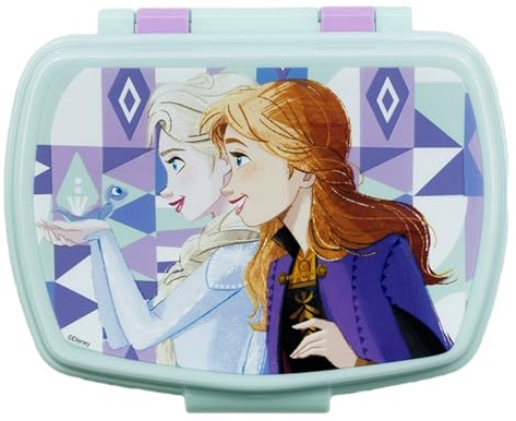 ALMACENESADAN - 4579 fiambrera Sandwichera rectangular multicolor; producto de plástico reutilizable; libre de BPA; dimensiones interiores 16,5x11,5x5,5 cm (Disney Frozen)
