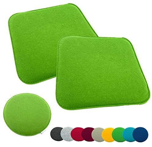 heimtexland ® 2er Pack Sitzkissen Filz Stuhlkissen Bodenkissen Polster Stuhlauflage Indoor Outdoor Kissen eckig Typ631 Filzkissen grün 35x35 cm 2 Stück