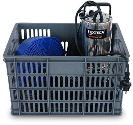 FUXTEC Teichpumpe FX-SP11100 Schmutzwasserpumpe Tauchpumpe 1100 Watt, max. 15000 l/h, max. 7 m Förderhöhe, Fremdkörper bis 35 mm, stufenloser Schwimmerschalter