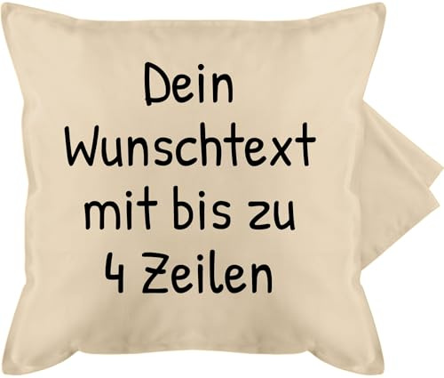 Kissenbezug - Aufdruck selbst gestalten - Wunschdruck Text Namen I Eigener Custom Text - 50 x 50 cm - Beige Natur - Kissen zum beschriften namenskissen wunschtext Trinkgeld kuschelkissen Schriftzug