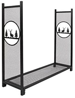 PEPDRO Simple With Net Iron Black Flooring Firewood Shelf Wood Firewood Storage Divider Home User