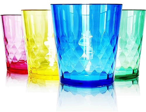 SCANDINOVIA – Juego de 4 vasos irrompibles de 240 ml – Vasos acrílicos de colores vivos, sin BPA, reutilizables y aptos para lavavajillas – Bordes suaves – Para niños y adultos